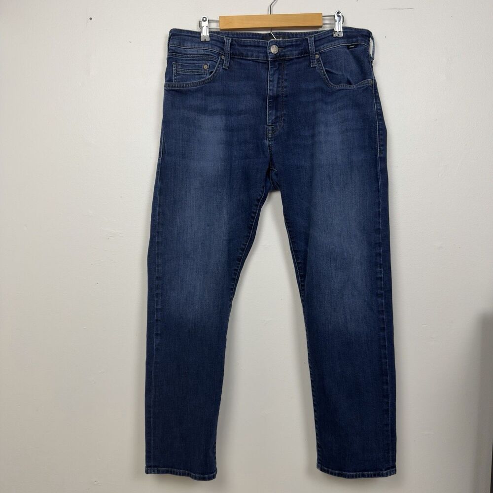 Mavi Zach Straight Leg Jeans Men's 36x30 Blue Stretch Denim Dark Wash Fading
